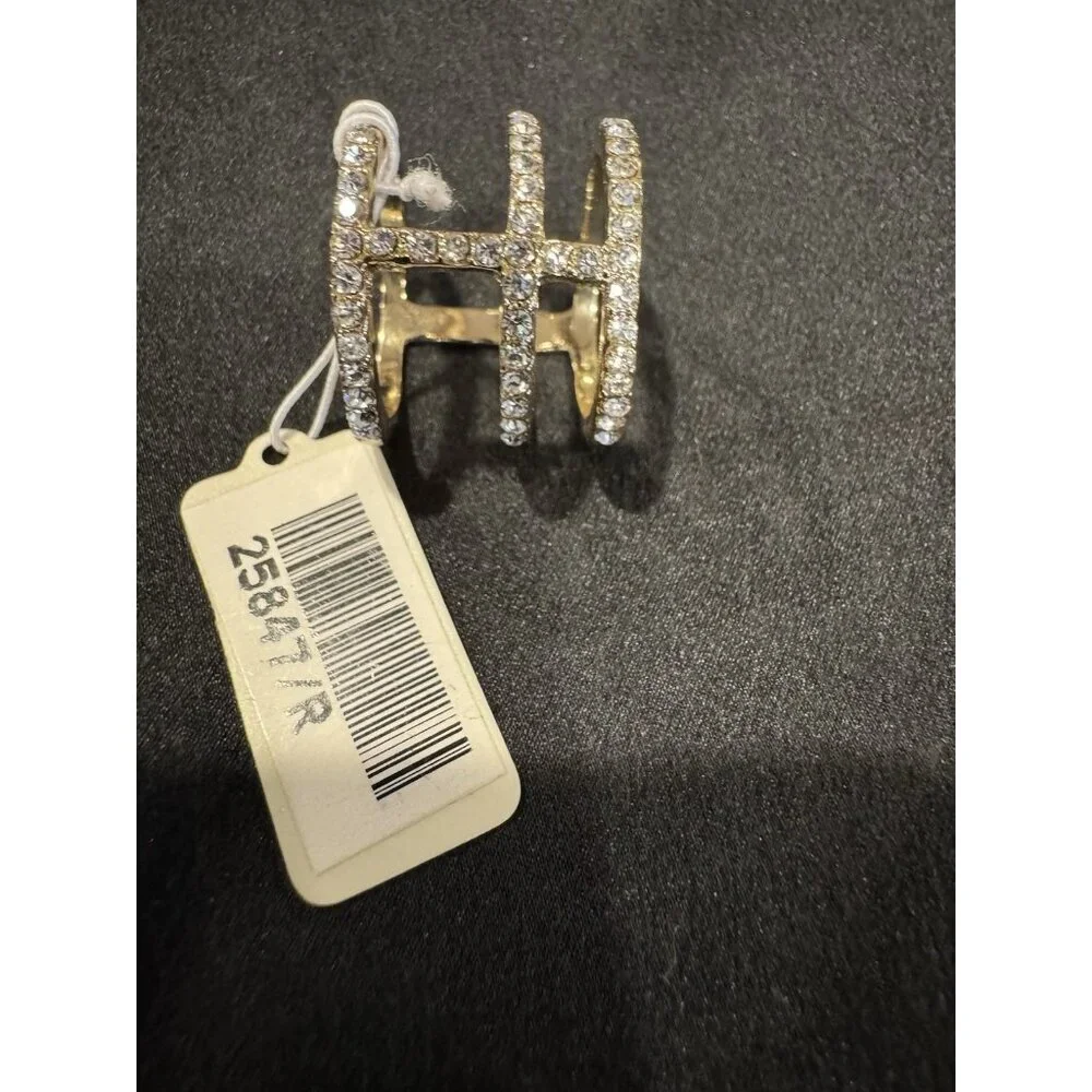 NEW AND LOVELY Fashion CZ 3 Row Stacked Ring Women 9.5